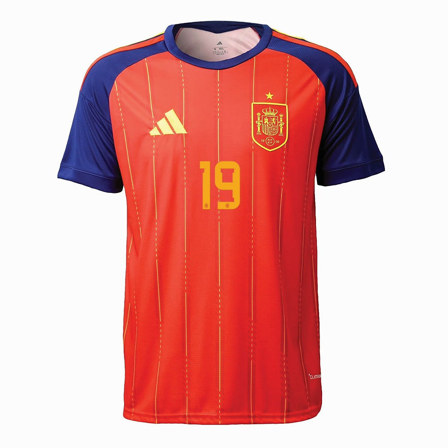 Camiseta de local de España para el Mundial 2026, con estampado Lamine Yamal 19.
