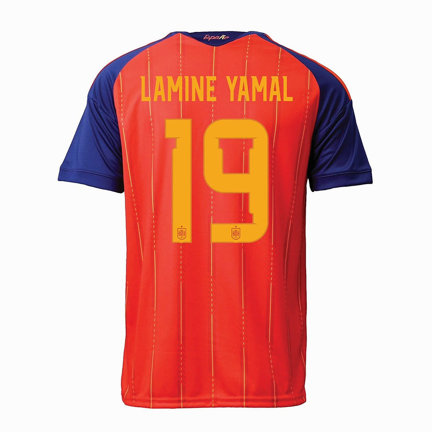 Camiseta de local de España para el Mundial 2026, con estampado Lamine Yamal 19.