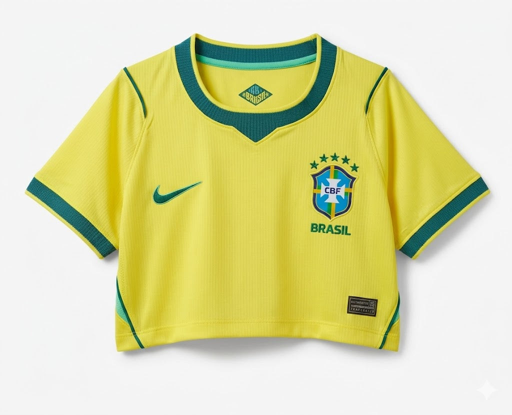 Camiseta de local de Brasil corta para el Mundial 2026 (Versión Top mujer)